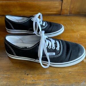 Vans Black and White Canvas Shoes Size 7